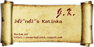 Jónás Katinka névjegykártya