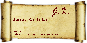 Jónás Katinka névjegykártya
